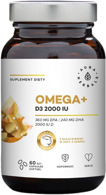 Aura Herbals Omega Witamina D3 2000 IU 60 szt. (5902479612911) - obraz 1