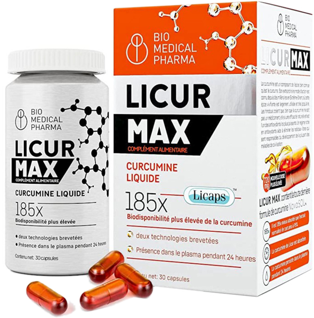 Харчова добавка Bio Medical Pharma Licur Max 30 капсул Куркумін (5905669622226) - зображення 1