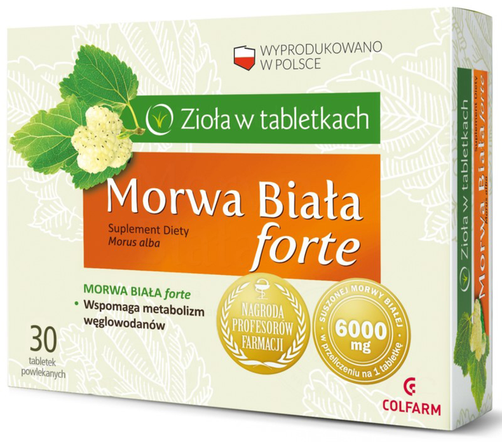 Suplement diety Colfarm Biała morwa Forte 30 tabletek (5901130355259) - obraz 1