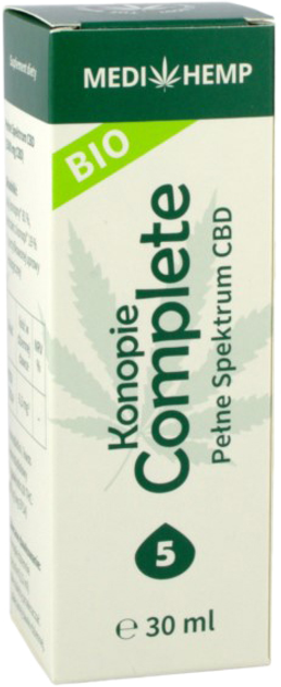 Харчова добавка Medihemp Bio Конопляна олія Complete Co2 5% 30 мл (9120069382976) - зображення 1