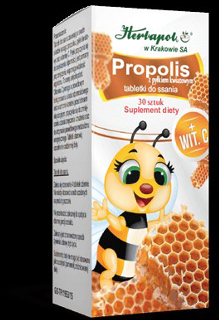 Herbapol Propolis z Pyłkiem Kwiatowym 30 tabletek (5903850013136) - obraz 1