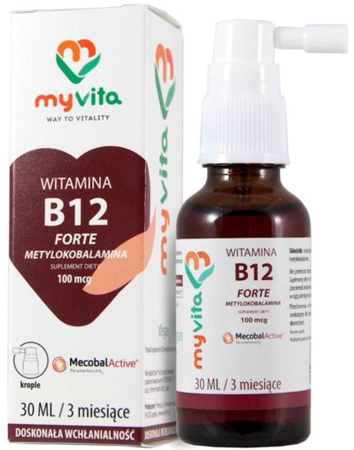 Харчова добавка Myvita краплі вітамін B12 30 мл (5903021590855) - зображення 1