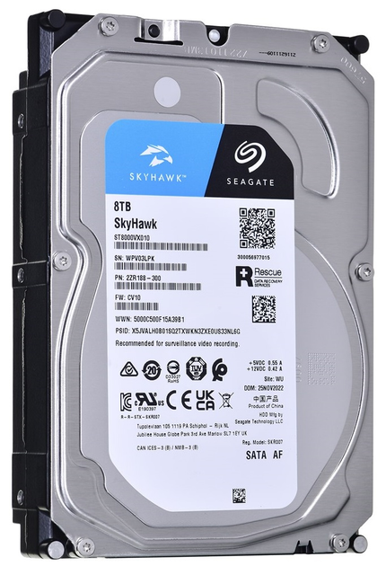 Dysk twardy Seagate SkyHawk 8 TB 5400 obr./min 256 MB ST8000VX010 3,5 SATA III - obraz 2