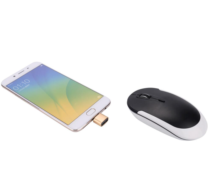 Перехідник з Type-C на USB, для заряджання та передачі даних, короткий, золотий - зображення 4