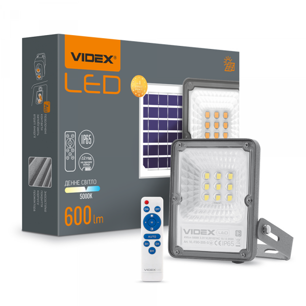 Прожектор на сонячній батареї Videx VL-FSO-205 10 Вт 5000 K (25742) - изображение 2