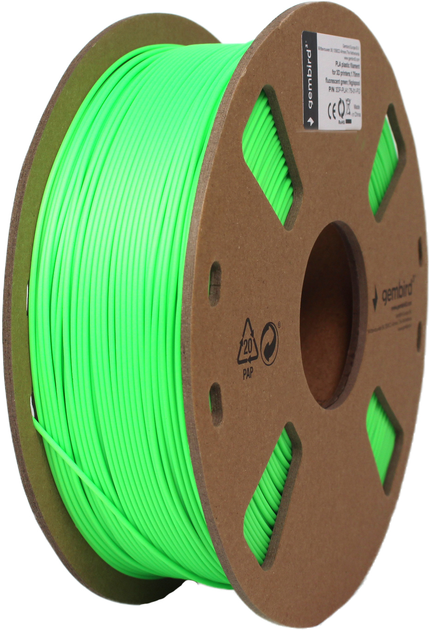 Gembird PLA plastik do drukarki 3D 1.75 mm 1 kg Zielony Fluorescencyjny (3DP-PLA1.75-01-FG) - obraz 1