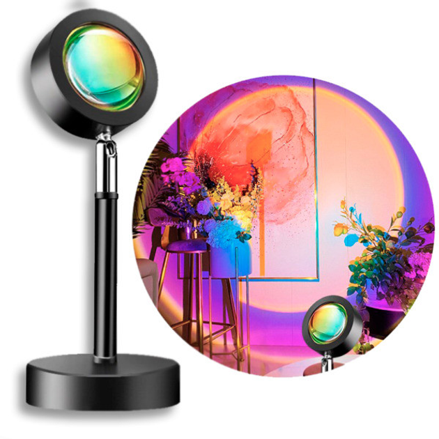 Проекционная светодиодная лампа Sunset Lamp RGB с пультом (FG22) – фото ...