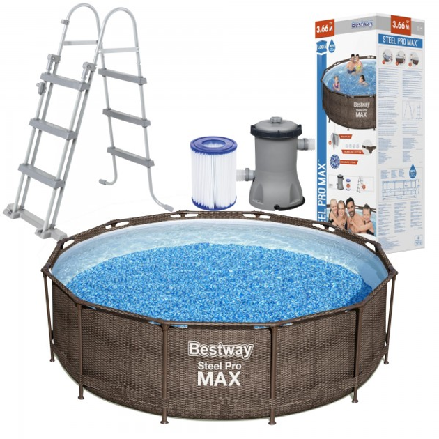 Каркасный бассейн Bestway 56709, размер 366 x 100 см с фильтрующим ...