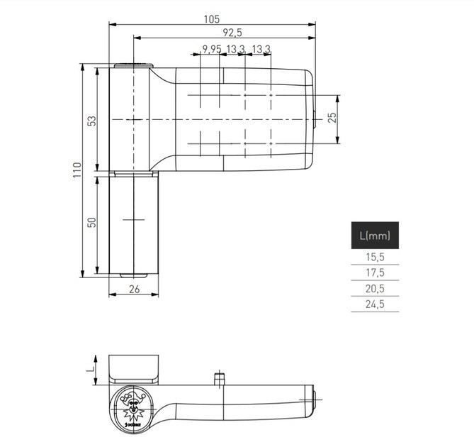 Дверна петля Medos Jocker 120 kg 16-19 mm срібло 17,5 А - зображення 2