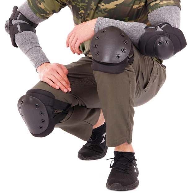 Наколенники и налокотники тактические армейские 5704 спортивные Черный для ВСУ - изображение 1