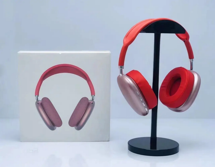 Красные полноразмерные Bluetooth-наушники Macaron P9 Max без проводов. - изображение 6