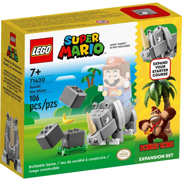Zestaw klocków LEGO Super Mario Nosorożec Rambi. Zestaw rozszerzający 106 elementów (71420) - obraz 1