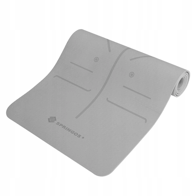 Коврик (мат) для йоги и фитнеса Springos TPE 183 х 61 х 0.6 см YG0017 Grey - изображение 7