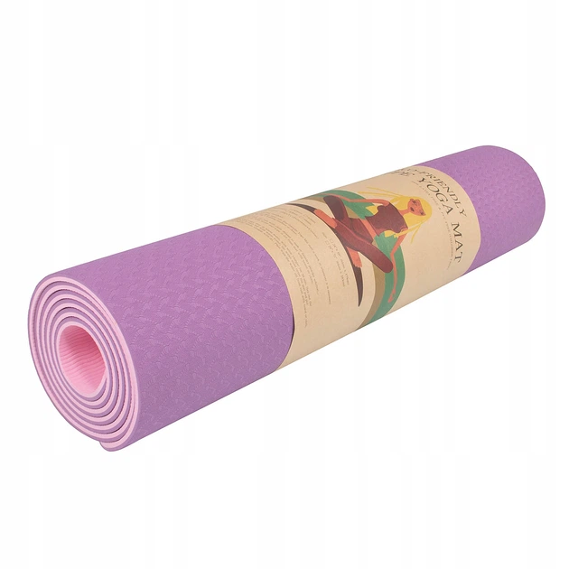 Коврик (мат) для йоги та фітнесу Springos TPE 6 мм YG0015 Purple/Pink - изображение 9