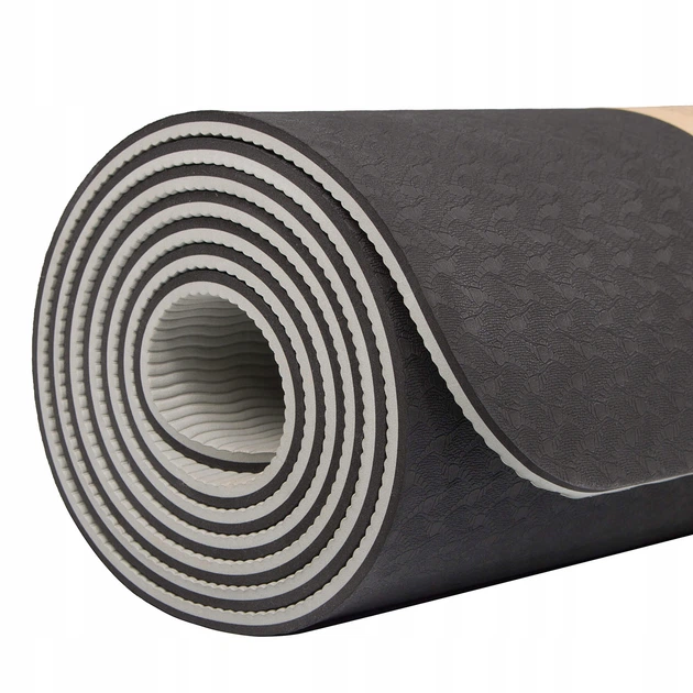 Коврик (мат) для йоги и фитнеса Springos TPE 6 мм YG0013 Black/Grey - изображение 9