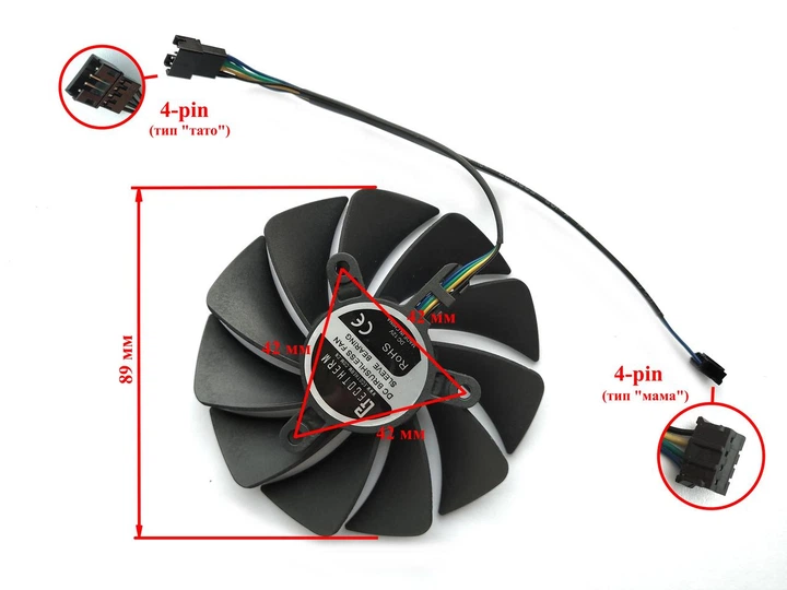 Вентилятор Ecotherm для відеокарти Zotac FY09015M12LPA (GA92S2U CF9015H12S) (№341.5) - зображення 4