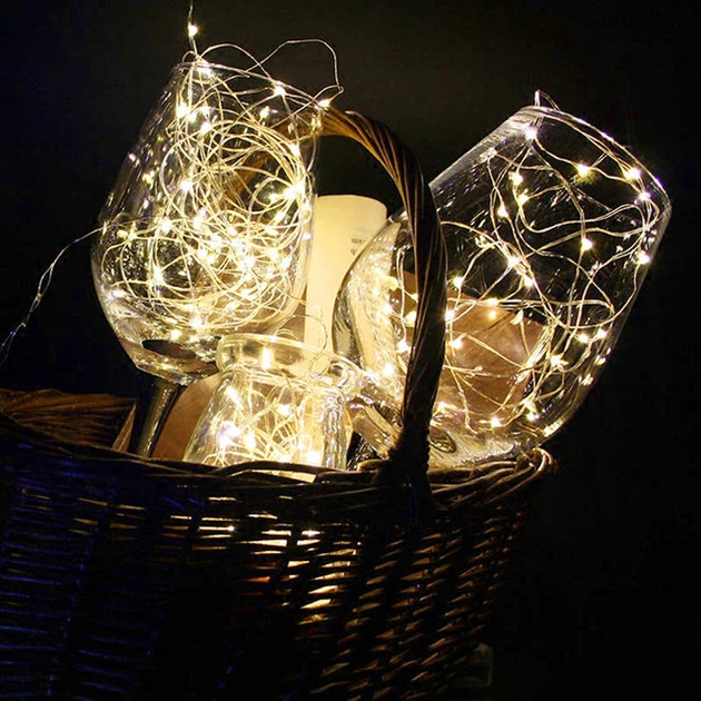Світлодіодна гірлянда нитка 4.5 м 50led на батарейках золота тепла Warm White - зображення 3