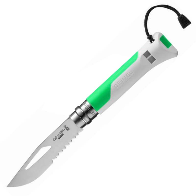 Нож складной Opinel №8 Outdoor полусеррейтор (длина: 192мм, лезвие: 85мм), люм. зеленый - изображение 1