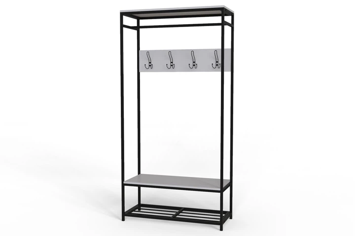 Вешалка напольная модульная Ferrum-decor Трелис 15 180x90x38 черный ДСП Белое 16мм (XK00325) - Фото 2 Вешалка напольная модульная Ferrum-decor Трелис 15 180x90x38 черный ДСП Белое 16мм (XK00325) - изображение 2