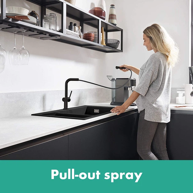 Cмеситель для кухни с выдвижной лейкой HANSGROHE Talis M54&sBox черный латунь 72809670 - Фото 5 Cмеситель для кухни с выдвижной лейкой HANSGROHE Talis M54&sBox черный латунь 72809670 - изображение 5