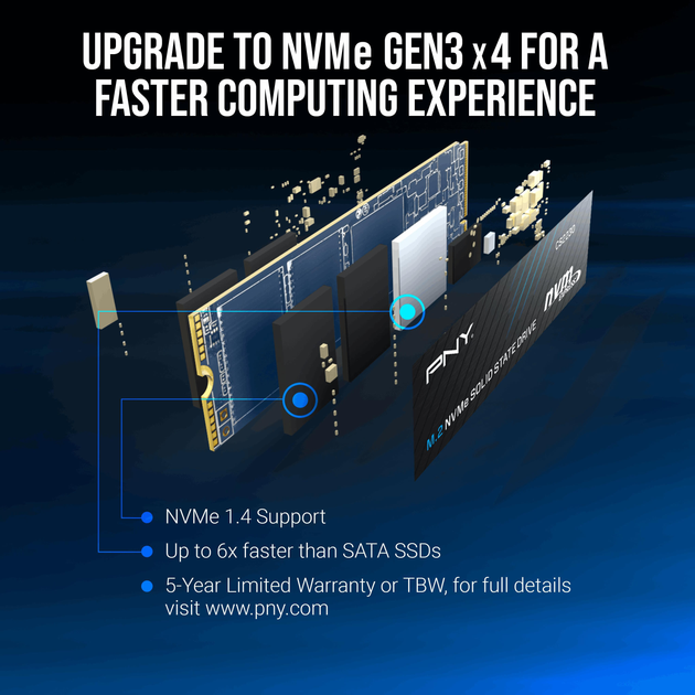 Dysk SSD PNY CS2230 1TB NVMe M.2 2280 PCIe 3.0 x4 3D NAND (TLC) (M280CS2230-1TB-RB) - obraz 3