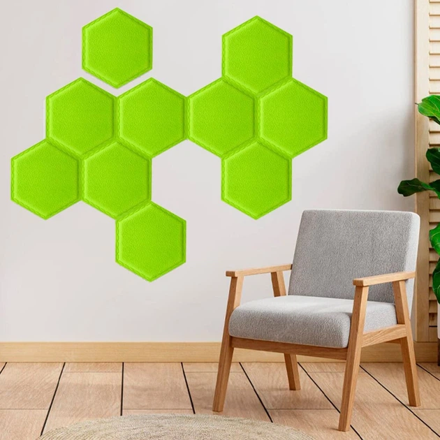 Декоративний шестикутник Sticker Wall, що самоклеїться, під шкіру зелений 200x230мм (1102) SW-00000742 - Фото 5 Декоративний шестикутник Sticker Wall, що самоклеїться, під шкіру зелений 200x230мм (1102) SW-00000742 - зображення 5