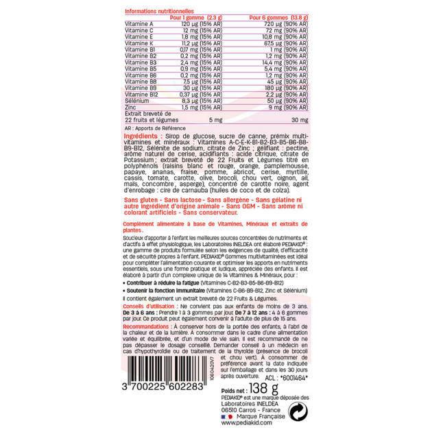 Ведмежуйки Pediakid Мультивітаміни / MULTIVITAMINEES - Віт А С Е К В1 В2 В3 В5 В6 В8 В9 В12 цинк селен, 60 шт (pk23) - Фото 2 Ведмежуйки Pediakid Мультивітаміни / MULTIVITAMINEES - Віт А С Е К В1 В2 В3 В5 В6 В8 В9 В12 цинк селен, 60 шт (pk23) - изображение 2