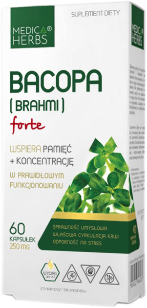 Харчова добавка Medica Herbs Bacopa (Brahmi) Forte 60 капсул (5903968202392) - зображення 1