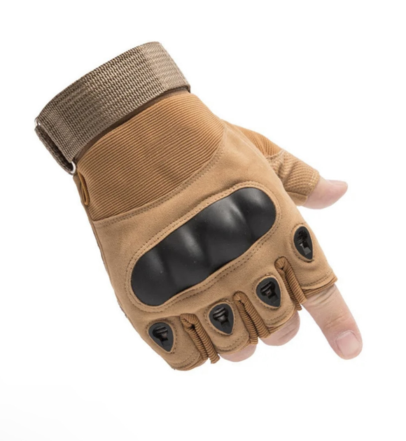 Тактичні рукавички Combat Tac безпалі військові Койот M - зображення 1