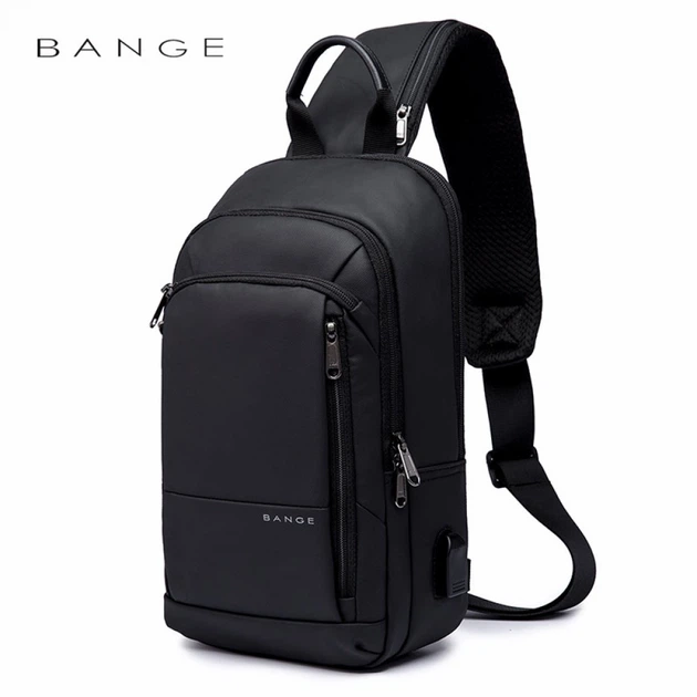 Рюкзак з однією лямкою Сумка слінг Bange (BGS1911 Black) 9.7'' з USB Чорний - Фото 1 Рюкзак з однією лямкою Сумка слінг Bange (BGS1911 Black) 9.7'' з USB Чорний - зображення 1