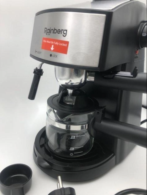Кавоварка-кавомашина Espresso ріжкова Rainberg з капучинатором - изображение 5