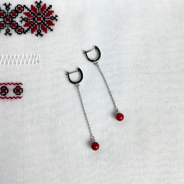 Серебряные серьги с кораллом (2136156) от продавца: SilverLine – в ...