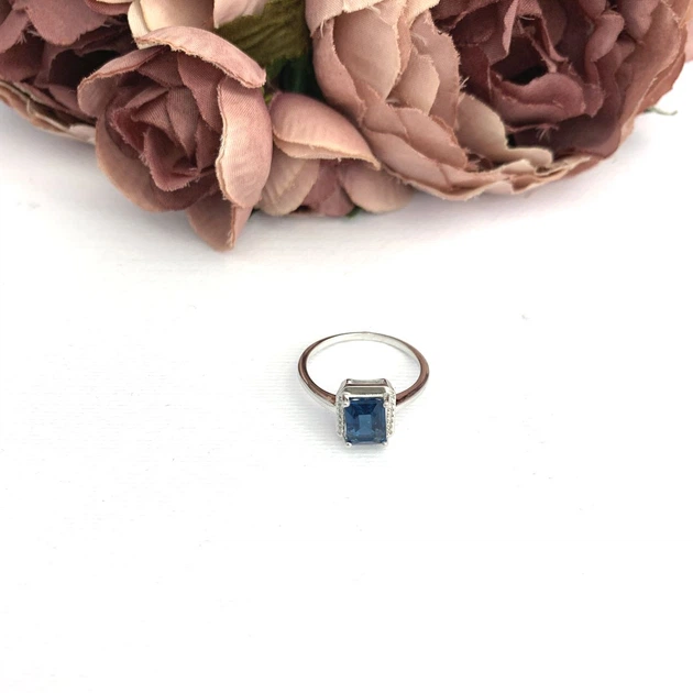 Серебряное кольцо с топазом Лондон Блю 1.591ct, вес изделия 2,61 гр (2091837) - изображение 2