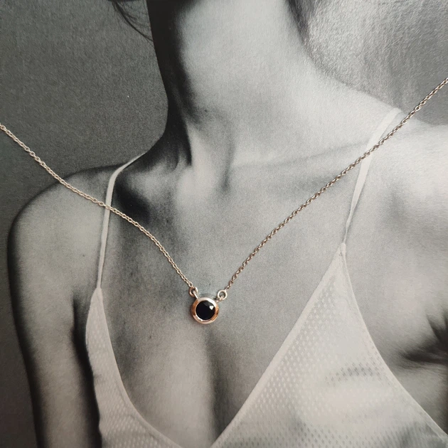 Серебряное колье с натуральным сапфиром 0.663ct, вес изделия 2,17 гр (2126614) - изображение 4
