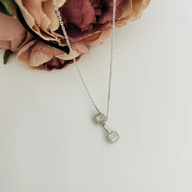 Серебряное колье с фианитами, вес изделия 4,71 гр (2101130) - изображение 3