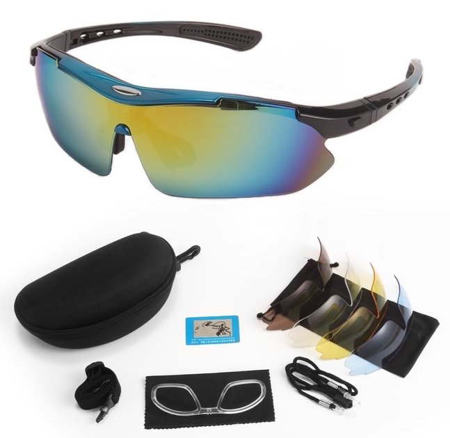 Защитные очки тактические синий 0089 с поляризацией 5 линз One siz+ - изображение 1