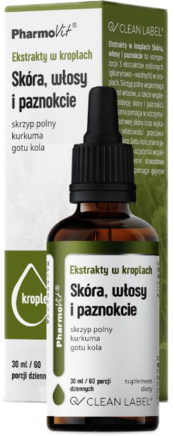 Харчова добавка Pharmovit Екстракт шкіри, волосся та нігтів 30 мл (5902811239974) - зображення 1