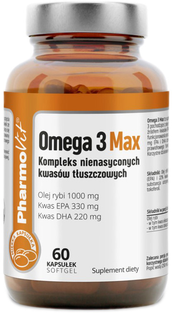 Харчова добавка Pharmovit Омега 3 Макс 60 капсул (5902811239875) - зображення 1