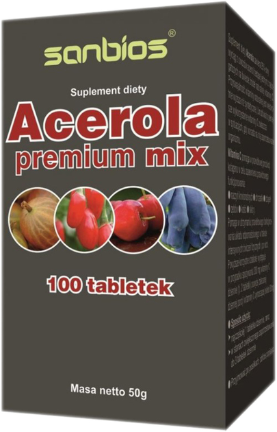 Sanbios Acerola Premium Mix 100 tabletek (5908230845901) - obraz 1