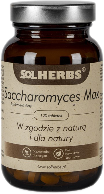 Пребіотики Solherbs Saccharomyces Max 120 таблеток (5908224731142) - зображення 1