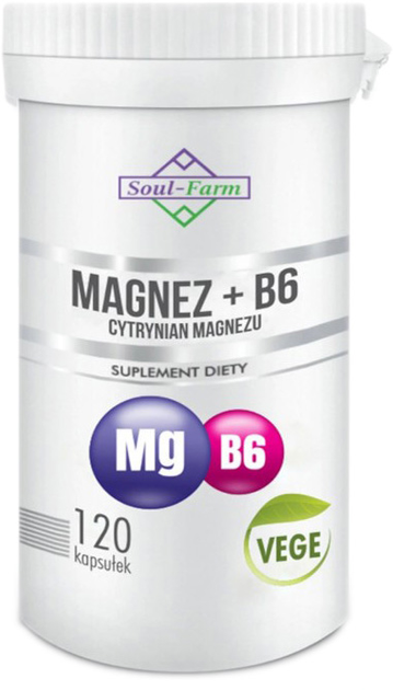 Добавка харчова Soul Farm Premium Magnesium B6 Цитрат магнію 120 (5902706732283) - зображення 1