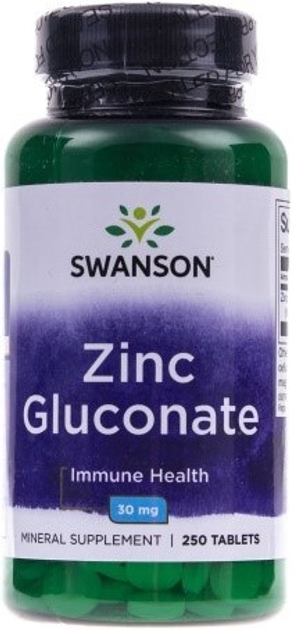 Харчова добавка Swanson цинк (глюконат) 30 мг 250 таблеток (87614012032) - зображення 1