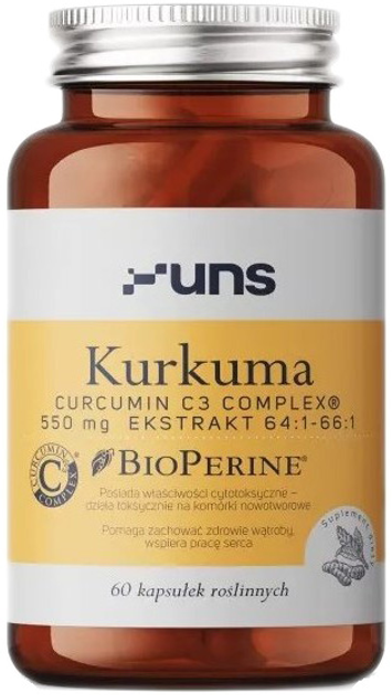 Suplement diety UNS Kurkuma + Bioperine 60 kapsułek Vege (5904238960189) - obraz 1