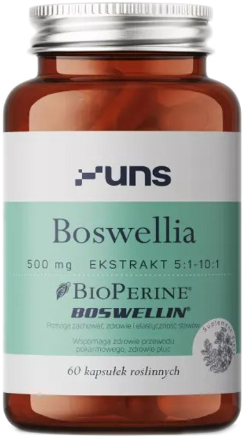 Харчова добавка UNS Boswellia + Bioperine 60 рослинних капсул (5904238960172) - зображення 1