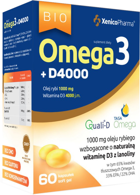 Xenico Pharma Omega 3 D3 4000 60 kapsułek (5905279876774) - obraz 1