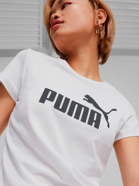 Футболка бавовняна жіноча Puma Ess Logo Tee 586774-02 M Біла (4063697275058) - зображення 2