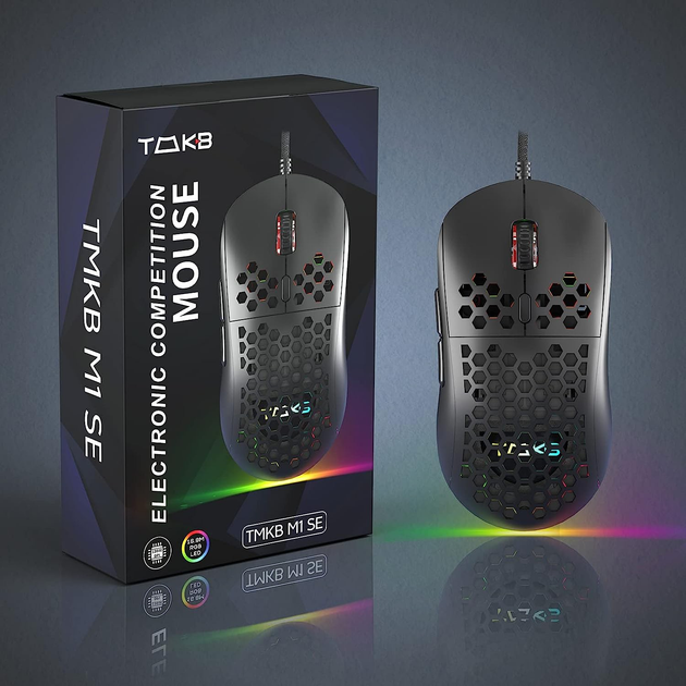 Игровая эргономичная мышь Dierya, RGB, 12800 DPI и 6 программируемых кнопок Ultra Light-75г. Цвет - Черный - изображение 8