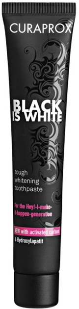 Wybielająca pasta do zębów Curaprox Black is White z węglem aktywnym i hydroksyapatytami 90 ml (7612412423822) - obraz 1