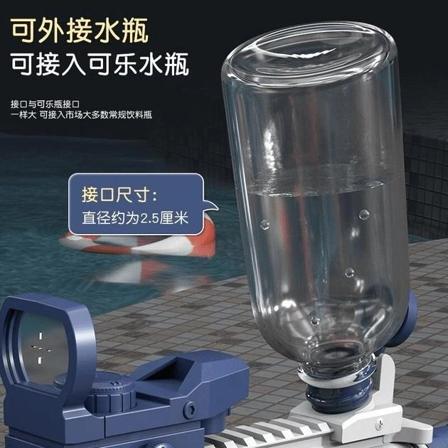 Водяний автомат водний бластер дитячий UKBOO Water Gun M416 на акумуляторі електричний акумуляторний із зарядкою від usb прицілом на 300 мл білий синій водяні автомати водні бластери (HQB007701) - зображення 4