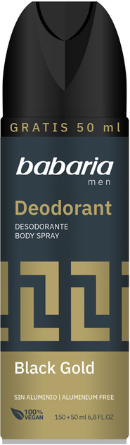 Dezodorant w sprayu do ciała Babaria Czarne złoto 200 ml (724957) (8410412020954) - obraz 1